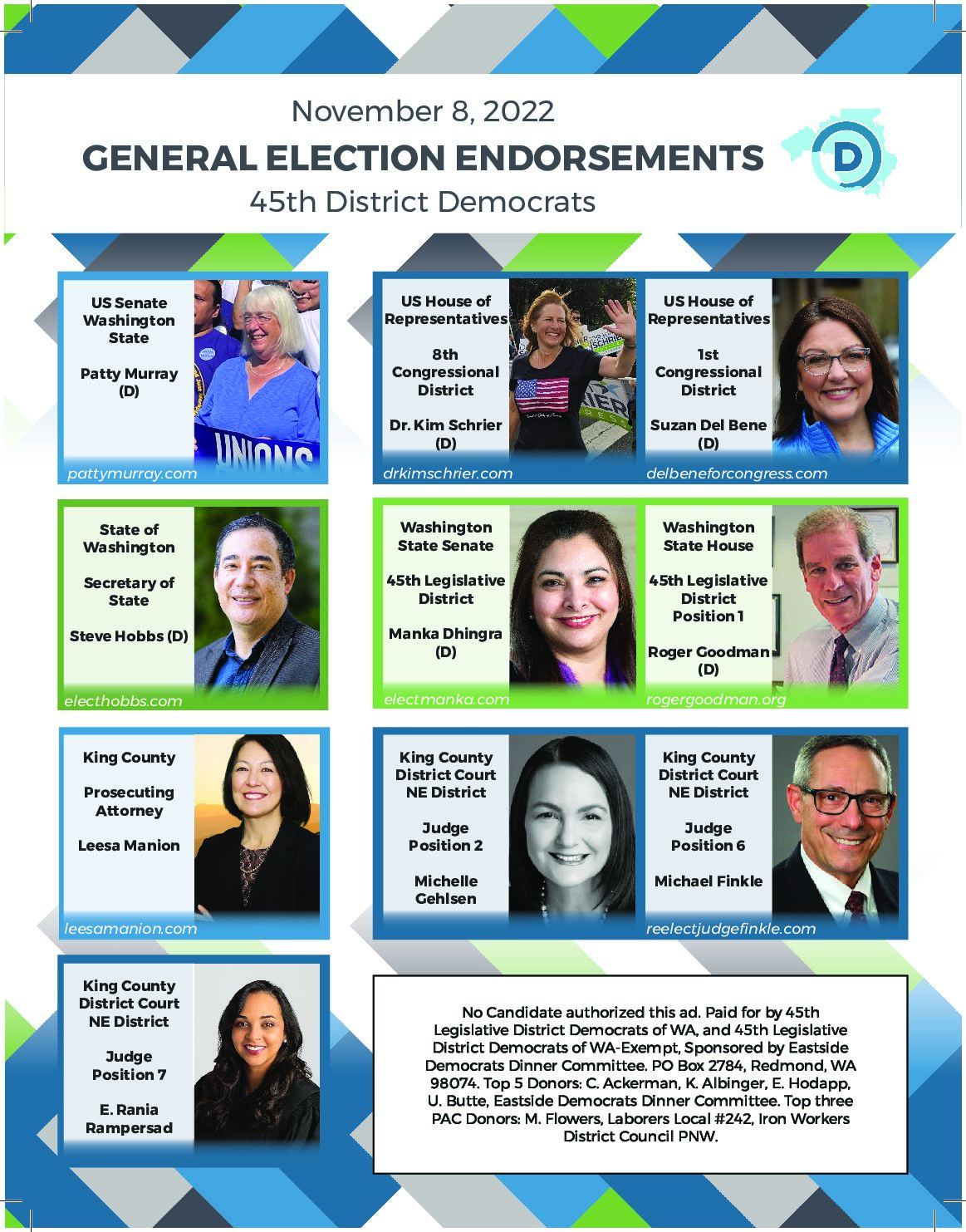 Endorsements – 45th District Democrats